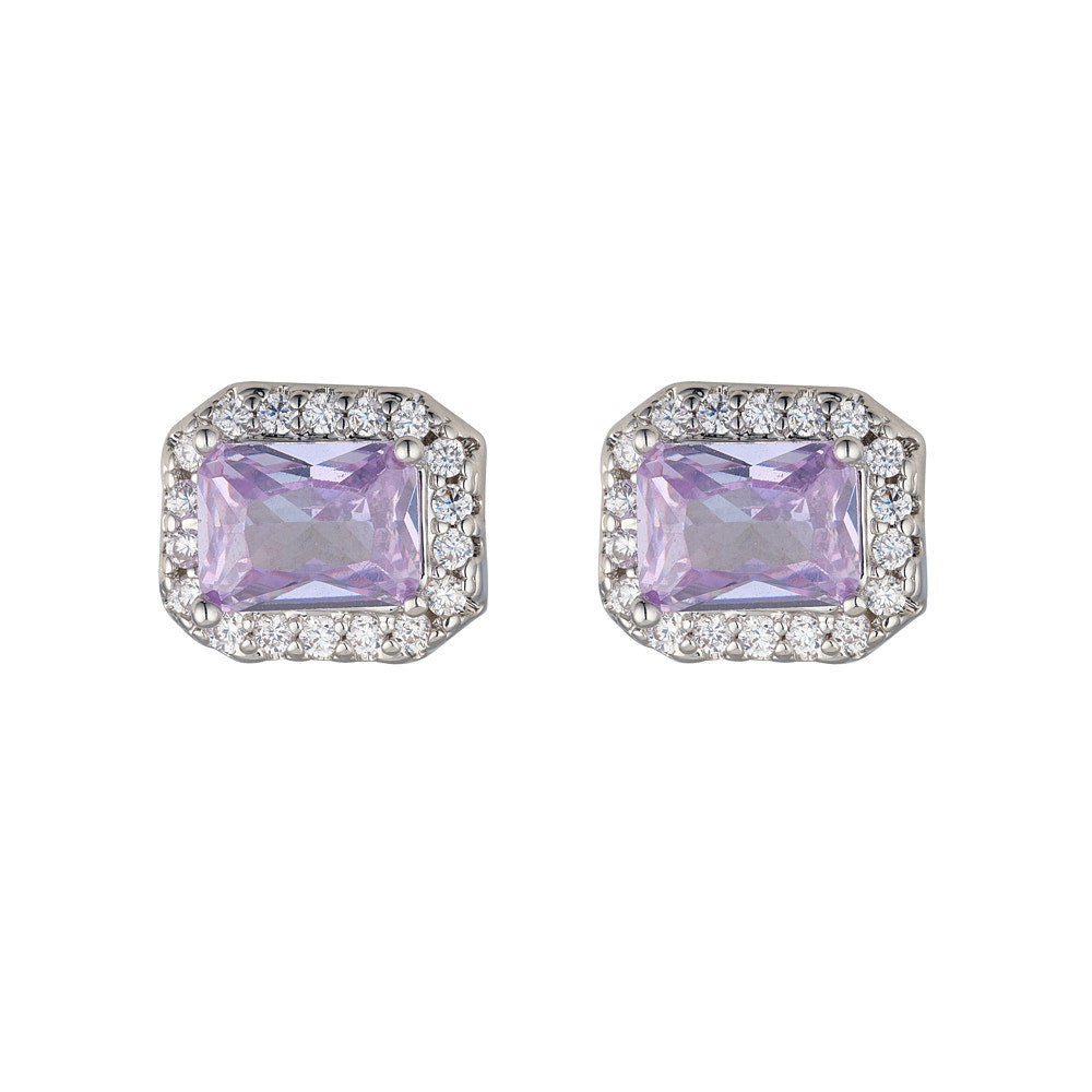 Horizontal Lavender CZ Earrings