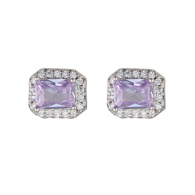 Horizontal Lavender CZ Earrings