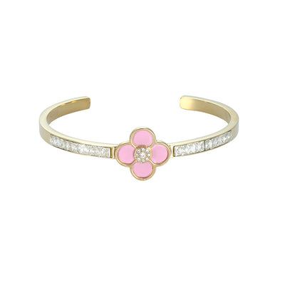 Pink Enamel Floral Bangle