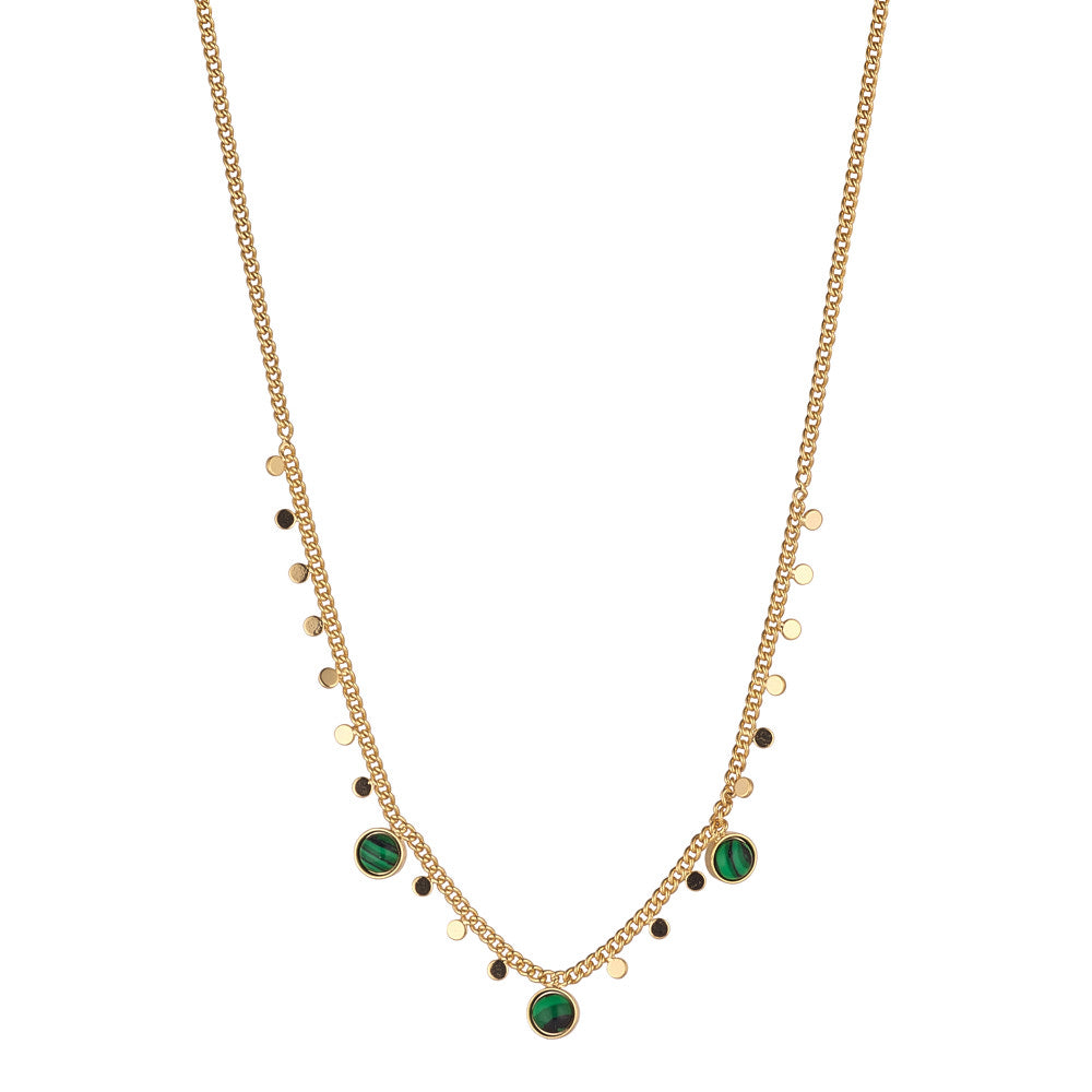 Gold disc & Malachite Necklace
