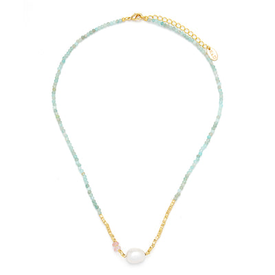 Semi Precious Stone & Freshwater Pearl Necklace