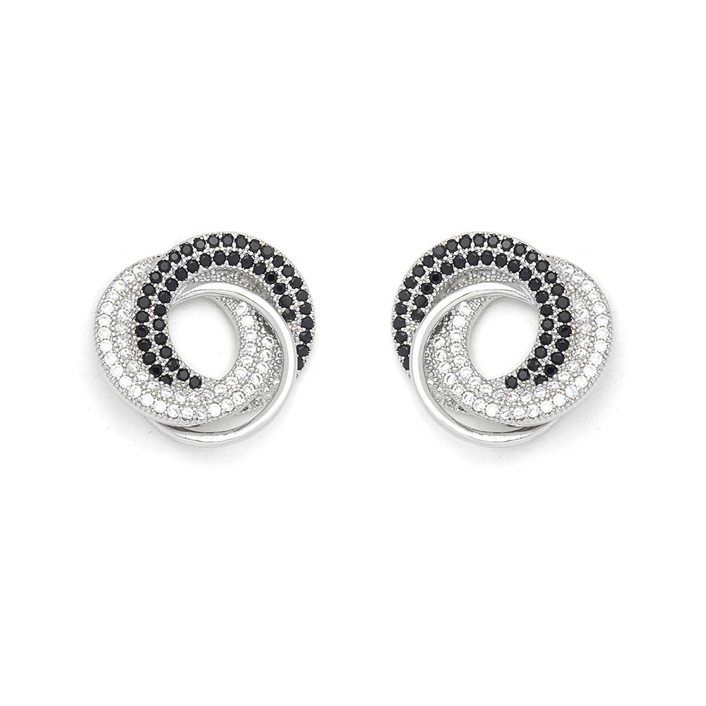Clear & Jet CZ Stone Earrings