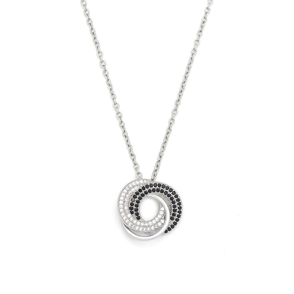 Clear & Jet CZ Stone Necklace