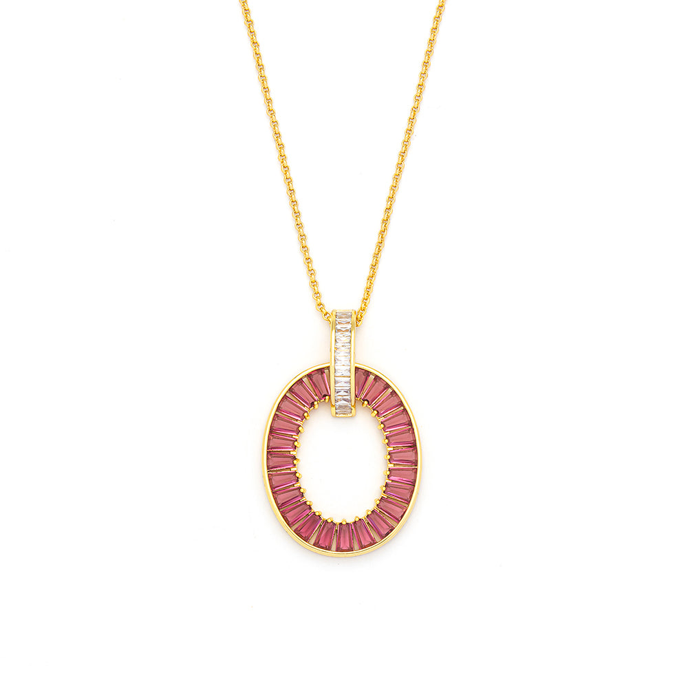 Oval Red Rose Necklace
