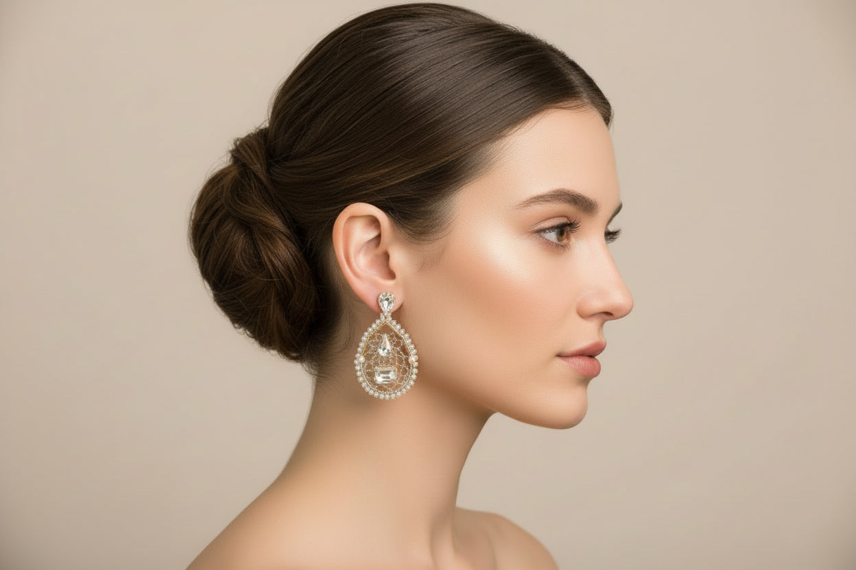 Alora Crochet & Crystal Earrings