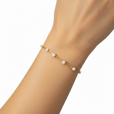 Natalie Gold Plated Faux Pearl Bracelet