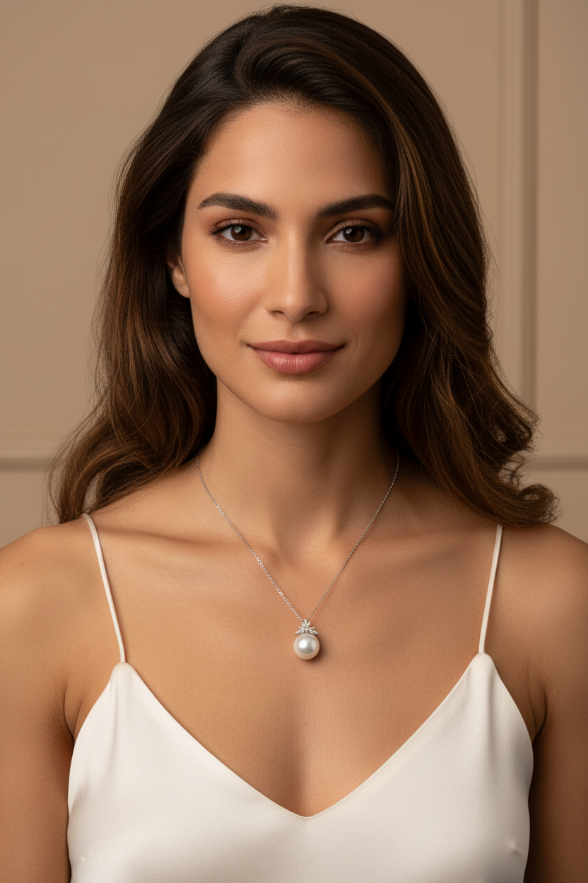 Clara Faux Pearl Silver Pendant