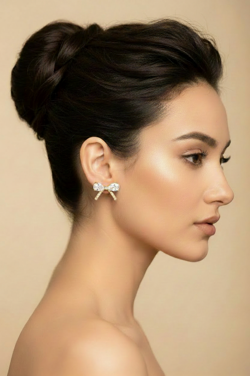 The Pink Box Crystal Bow Earrings