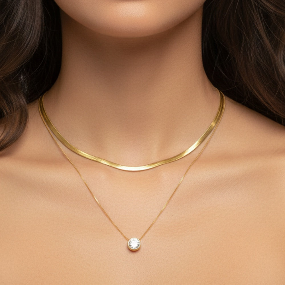 Layered Gold Plated Snake Chain Necklace