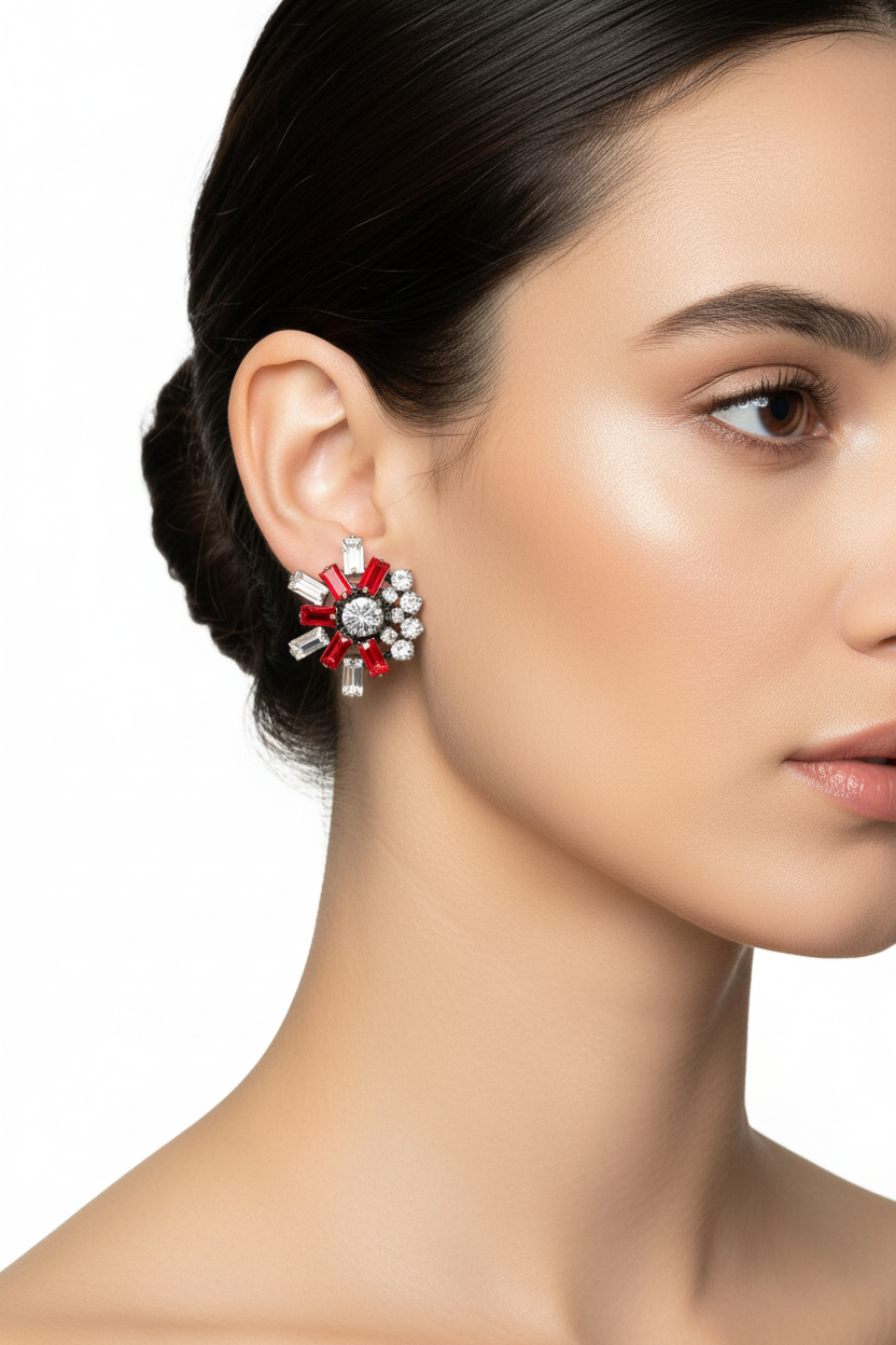 Olivia Crystal & Ruby Earrings