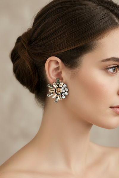 Olivia Crystal & Golden Shadow Earrings