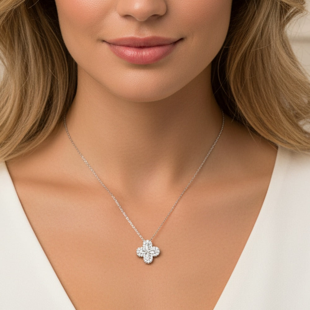 Clover Silver Tones Pendant