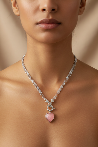Rose Quartz Silver Necklace