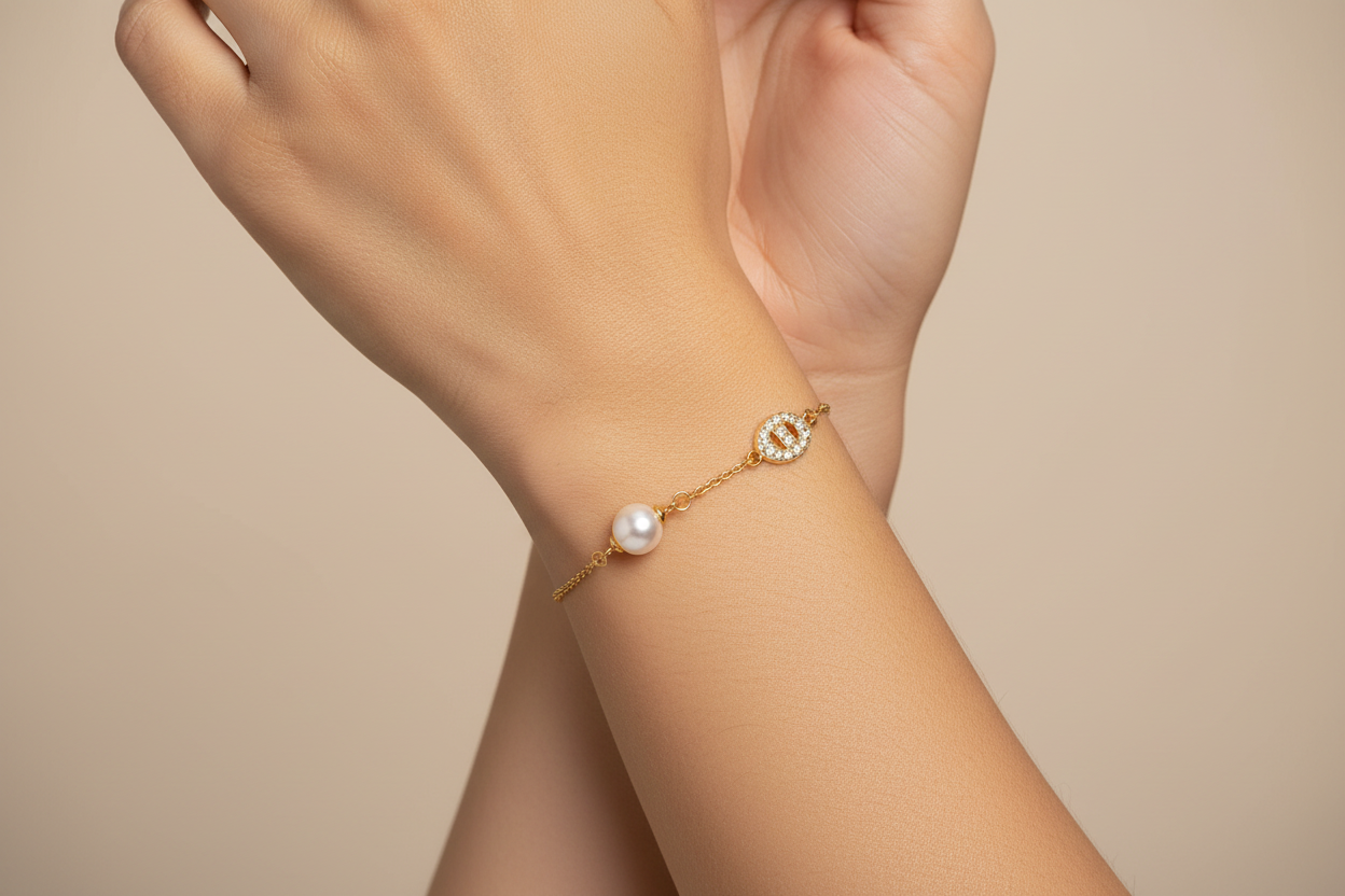 The Pink Box Pearl & Crystal Bracelet