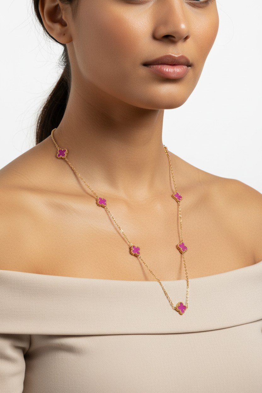 Lavender Clover Necklace