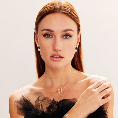 Silver Diamond Drop Earrings