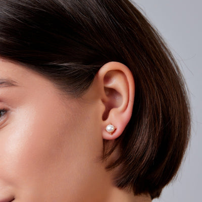 Freshwater Pearl Studs, Silver