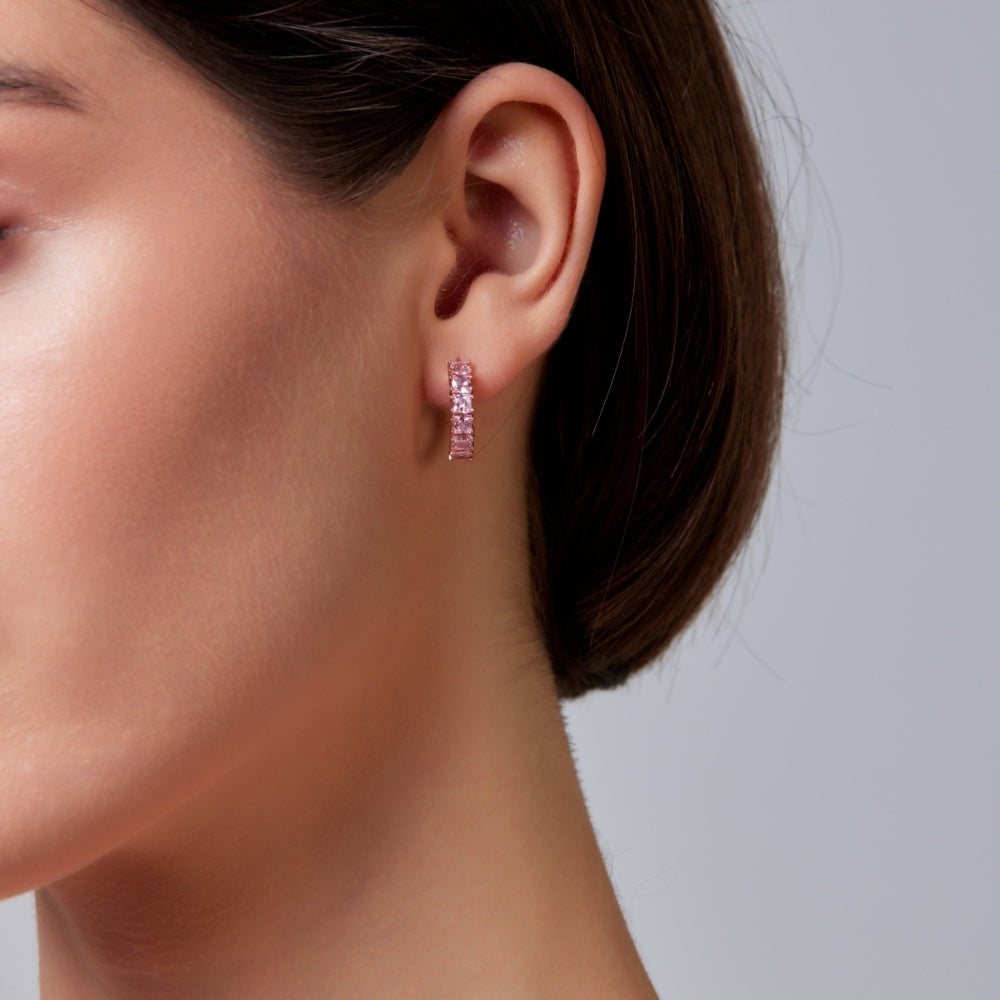 Classic Pink CZ Hoops