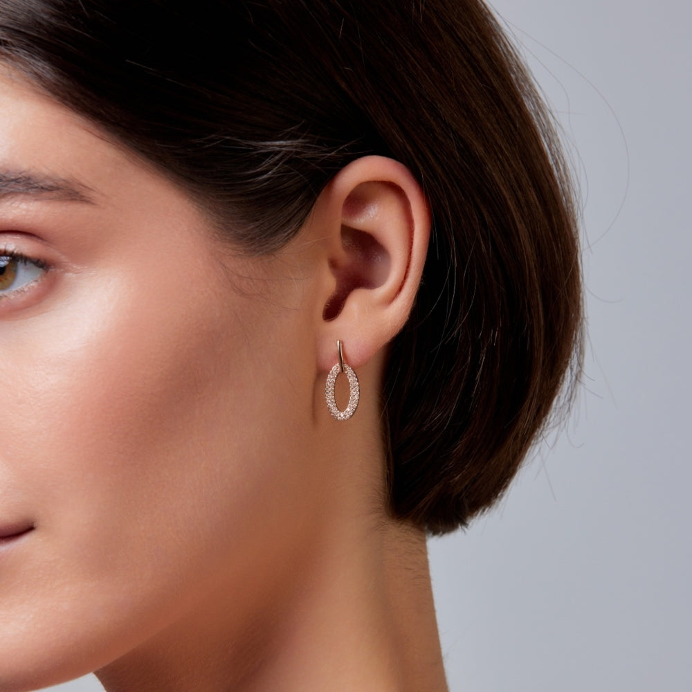 Gold Oval Drop Earrings