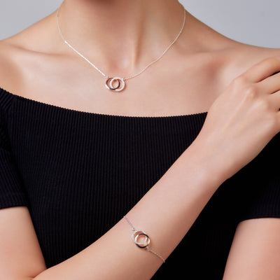 Mixed Metal, Silver & Gold Interlinking Circles Bracelet