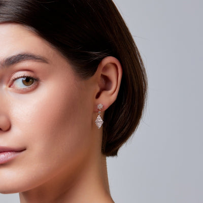 Silver Diamond Drop Earrings