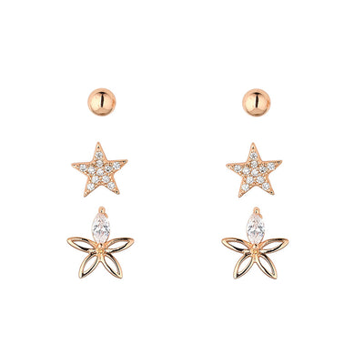 Harper Rose Gold Tri Set Earrings
