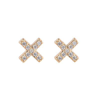 Tiny Rose Gold Criss Cross Studs