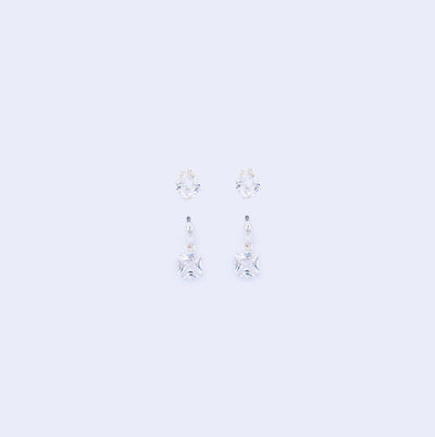 Duo Silver Earring Set