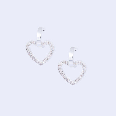 Silver Hoop & Heart Earrings