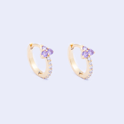 Amethyst Huggies Earrings