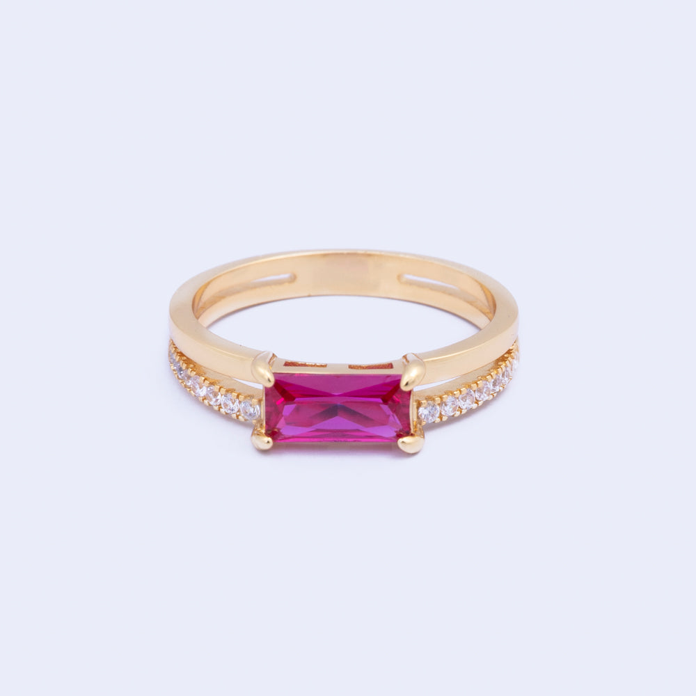 Fuchsia Baguette Ring #8