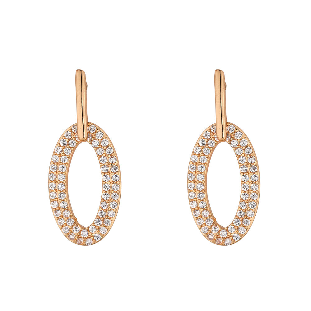 Gold Oval Drop Earrings