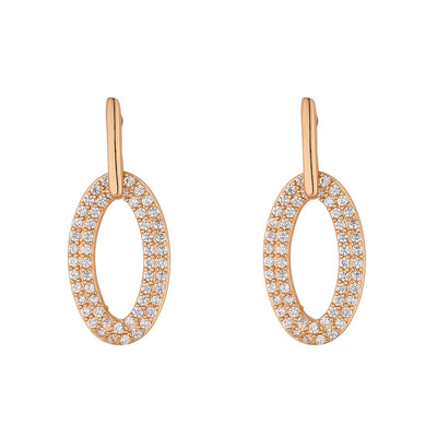 Gold Oval Drop Earrings