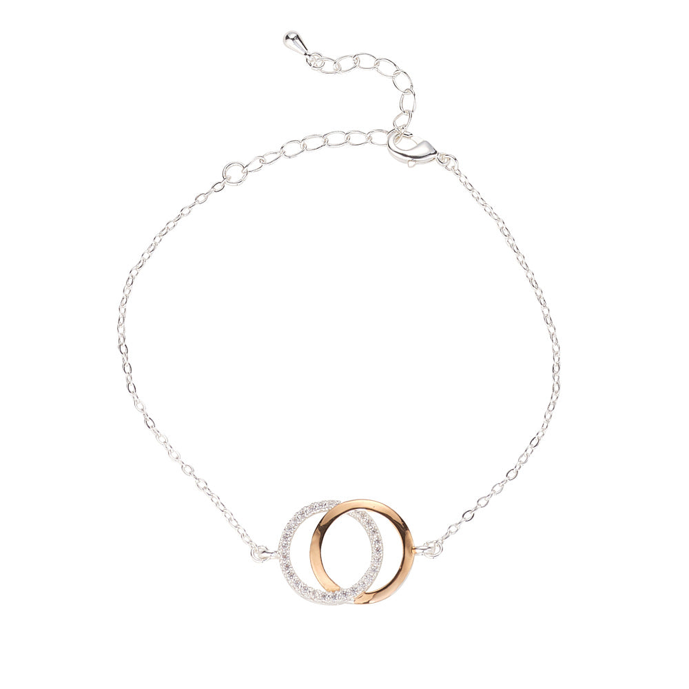Mixed Metal, Silver & Gold Interlinking Circles Bracelet