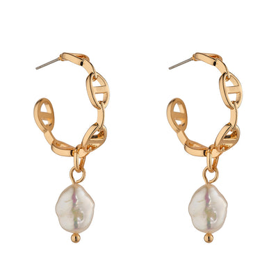 Freshwater Pearl Hoops, Gold