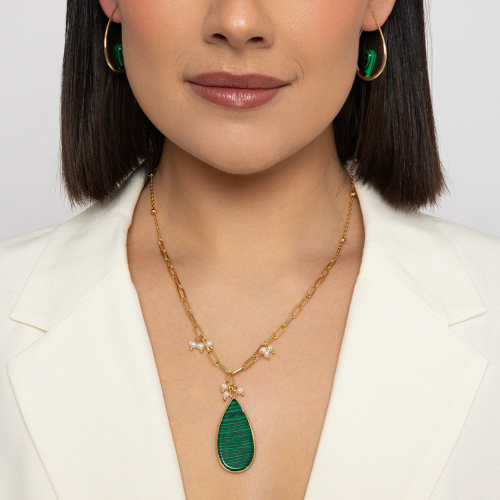 Gia Malachite Hoops