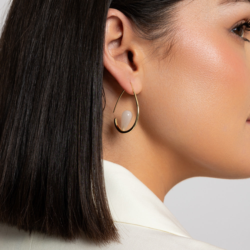 Gia Pink Aventurine Hoops