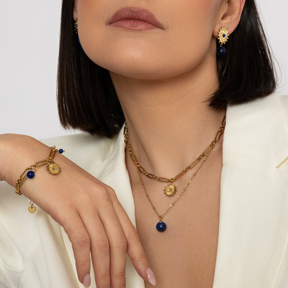 Semi Precious Lapis Stone Earrings