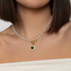 Emerald Drop Faux Pearl Necklace