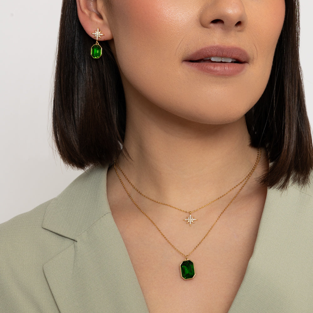 Emerald & Crystal Star Necklace