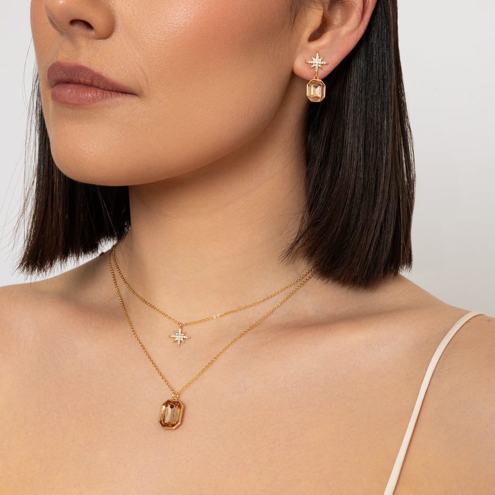 Champagne Crystal Star Earrings