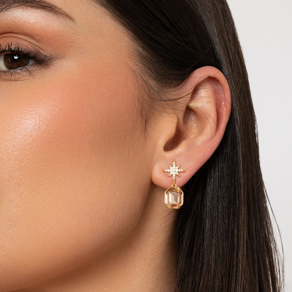 Champagne Crystal Star Earrings