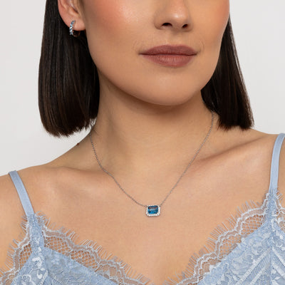 Horizontal Light Blue Crystal Necklace