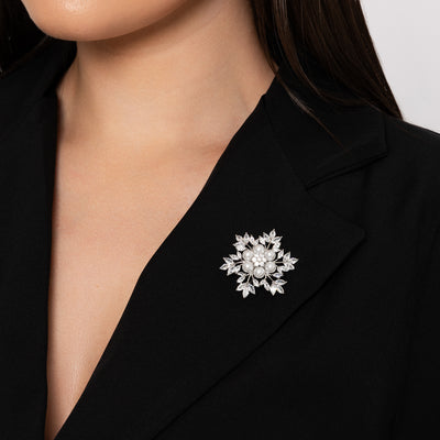 Pearl & Crystal Floral Brooch