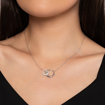 Interlinking Circles Silver Necklace