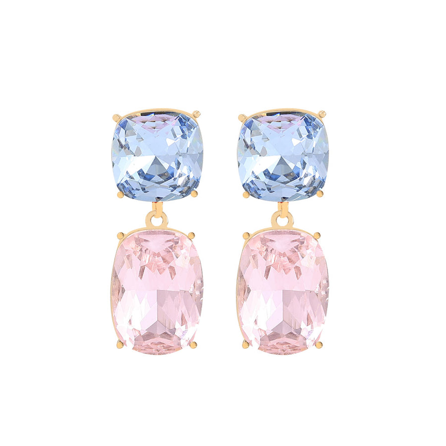 Blue Pink Crystal Earrings