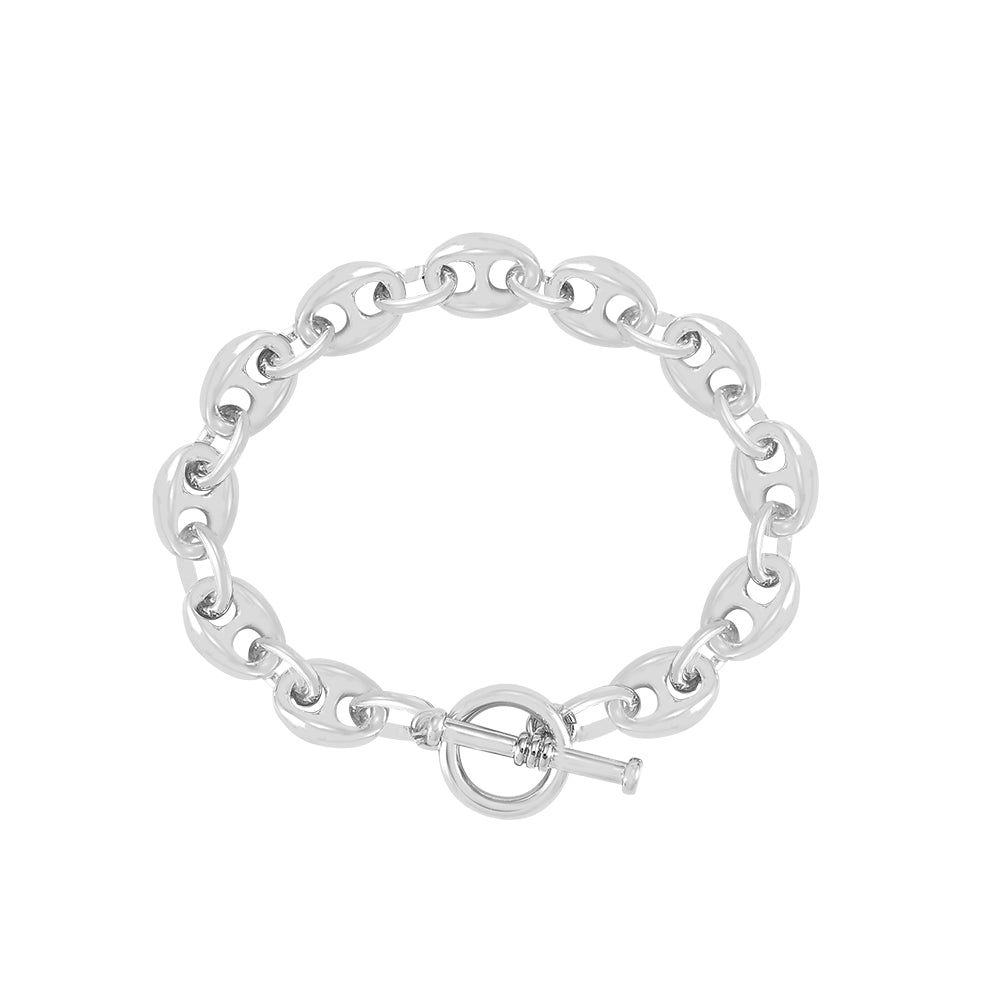 Coffee Bean Chain Silver Plated Bracelet