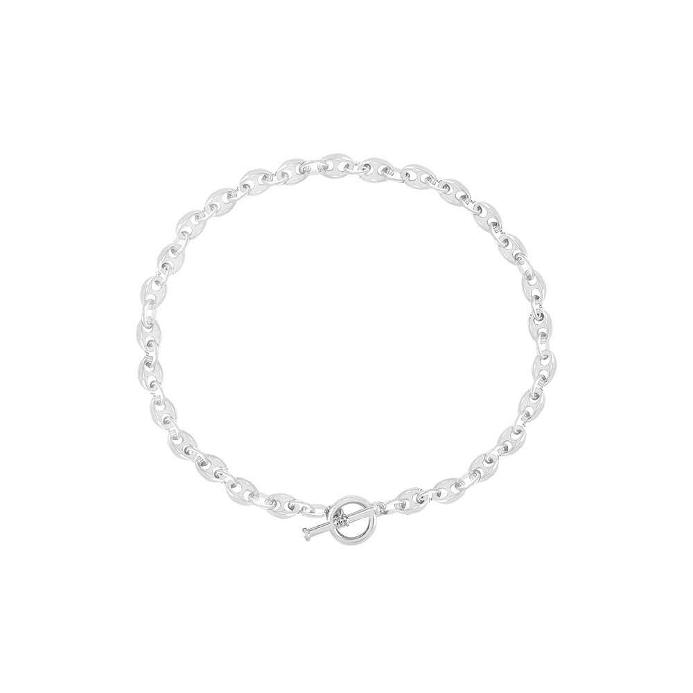 Coffee Bean Chain Silver Plated Necklace