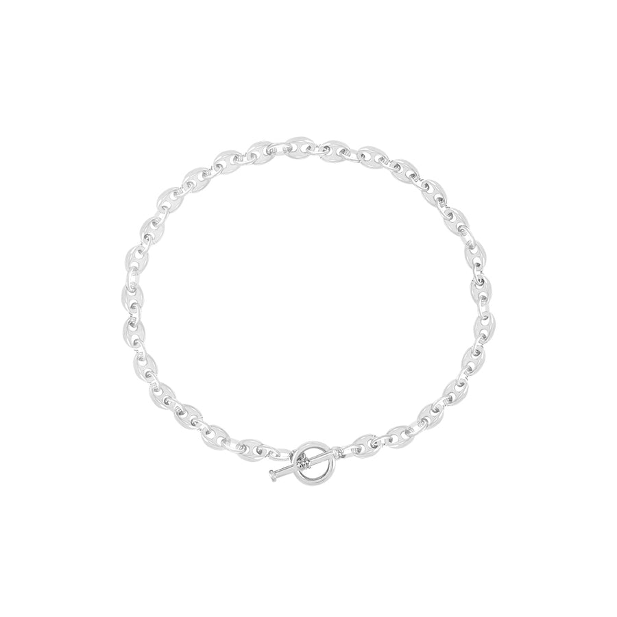 Coffee Bean Chain Silver Plated Necklace