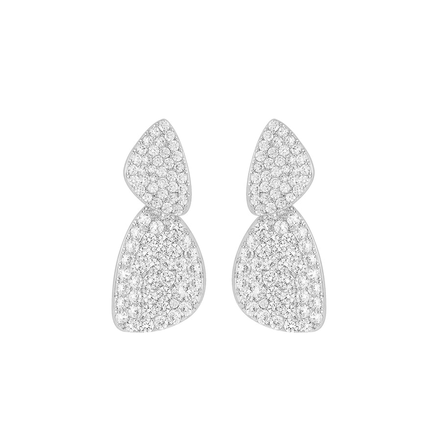 Double Drop CZ Silver Plated Earrings